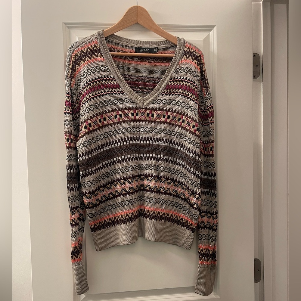 Ralph Lauren Patterned V-Neck Sweater